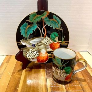 Fitz & Floyd Mallord Pond Dessert/Salad Plate & Mug